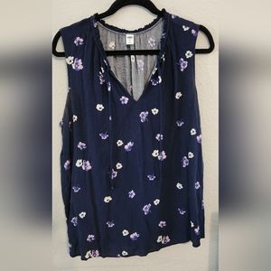 Old Navy Size XL Navy Floral Print Blouse